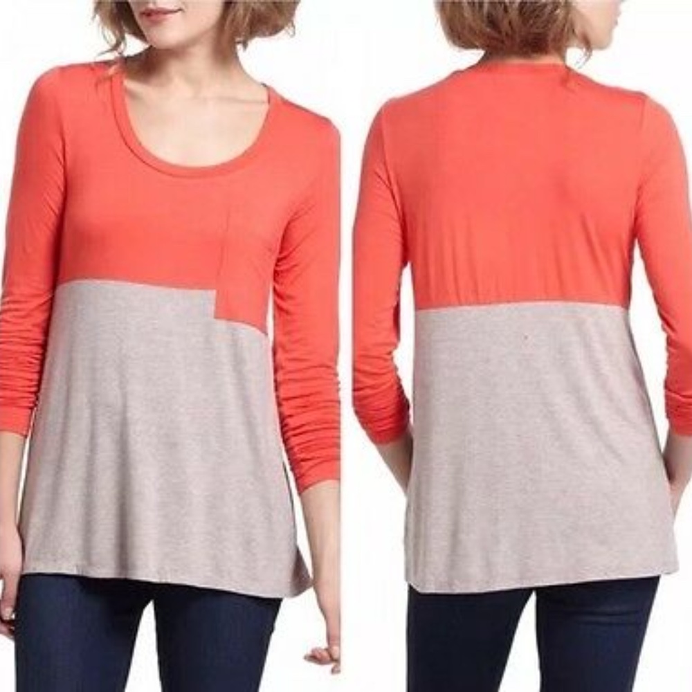 Bordeaux Long Sleeve Colorblock Tee